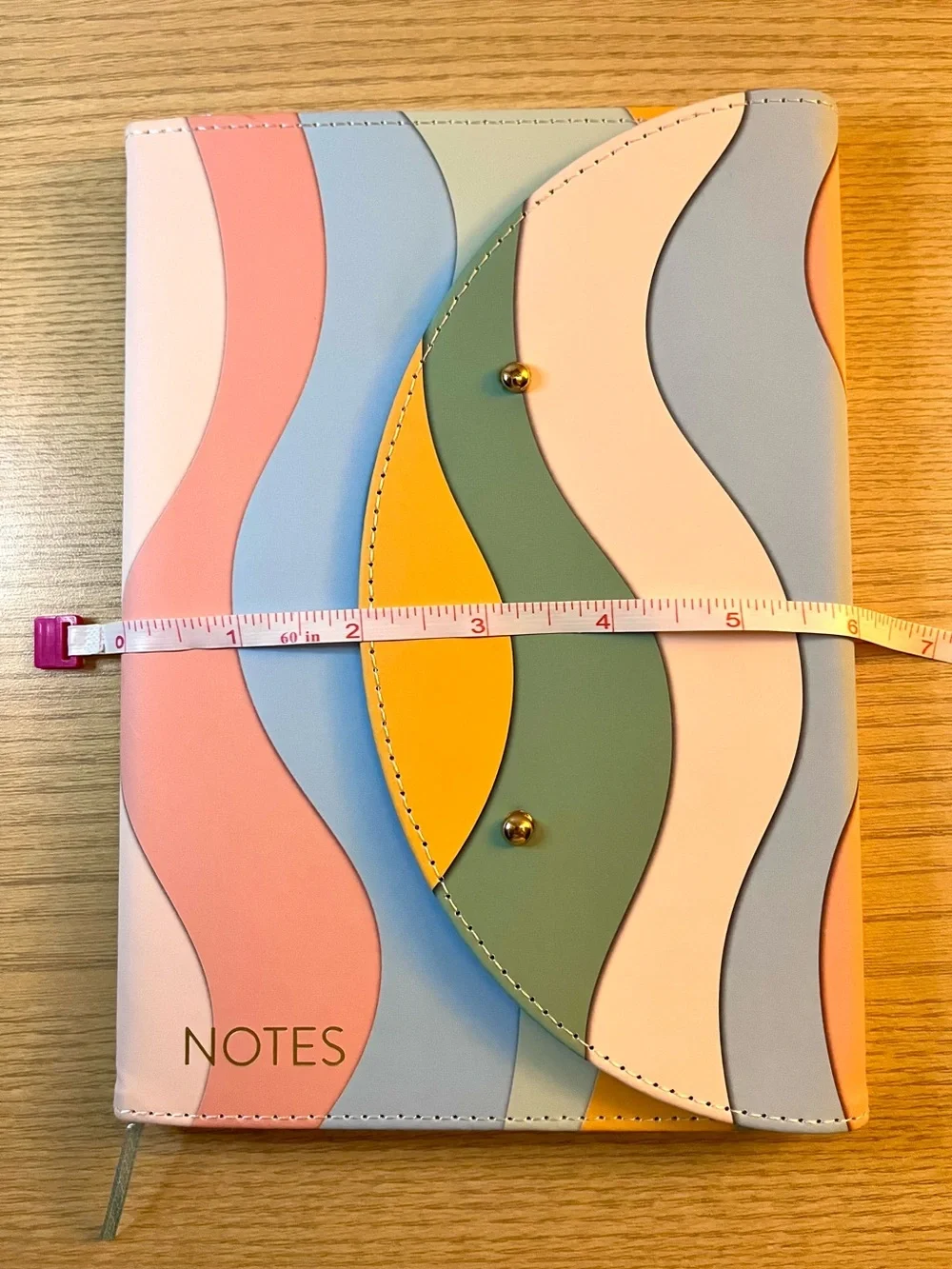 Pastel Retro Wave Faux Leather Journal Notes Lined Notebook Stud Closure